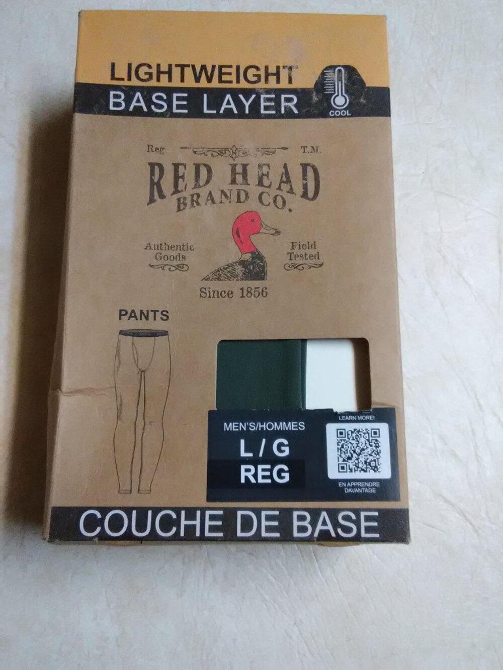 NIB Redhead lightweight base layer pants Large REG - green color